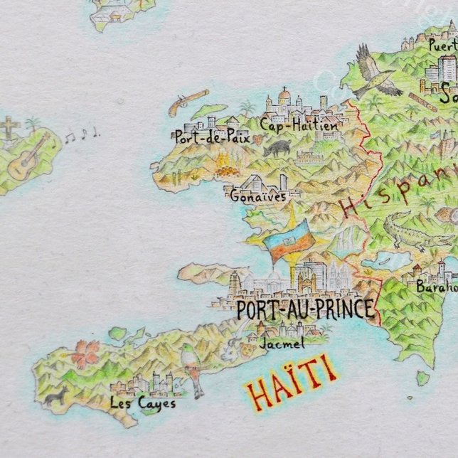 Haiti pictorial map by Anton Thomas