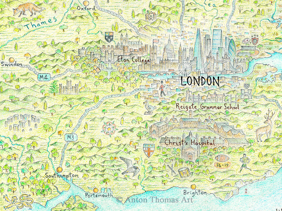 Pictorial map of London by Anton Thomas.