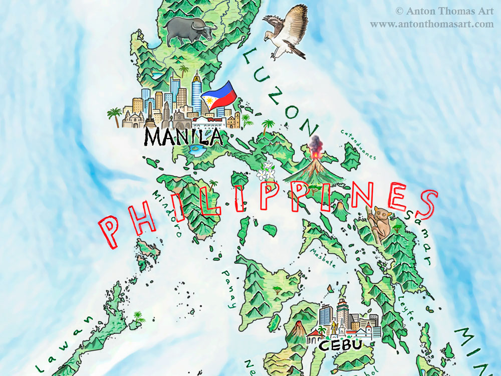 Pictorial map of the Philippines by Anton Thomas.